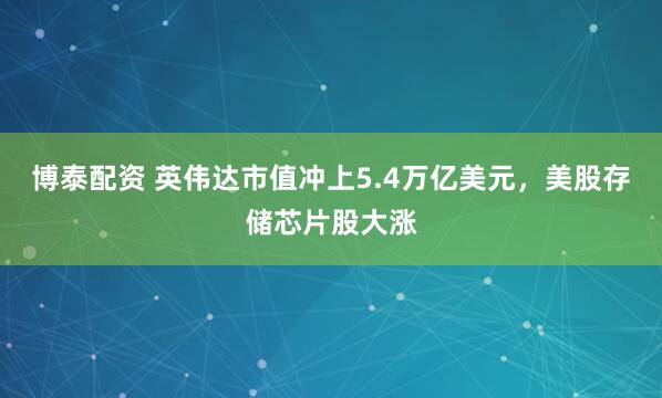 博泰配资 英伟达市值冲上5.4万亿美元,美股存储芯片股大涨